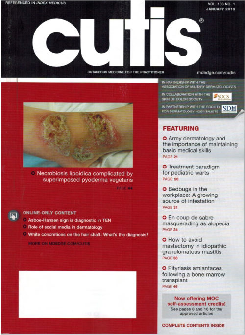 Jan. 2019 issue of the <i>Cutis Journal</i> is available now online-banner-image